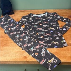 Posh Peanut Kids Motorcycle Ribbed Pajama Set, EUC, size 7Y/8Y